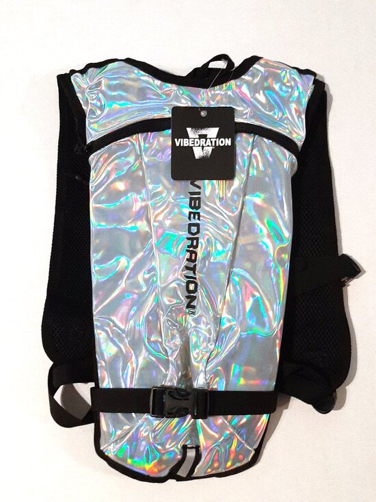 Vibedration Hydration Festival gear Backpack 2.0L Holographic H2o Bladder NWT main image 5